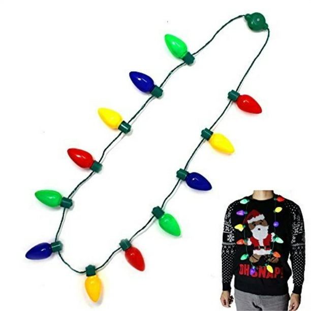 1 Pack Joyin Toy LED Christmas Bulb Necklace Light Up Party Favors 12 LED Bulbs 
